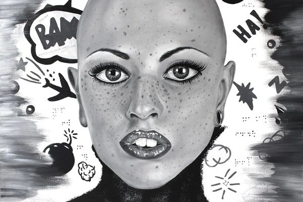 Black & White Pop Culture Art: Freckled Woman by Junnior Navarro