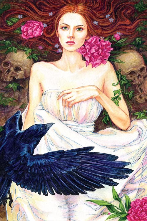 Crow And Pink Peonies