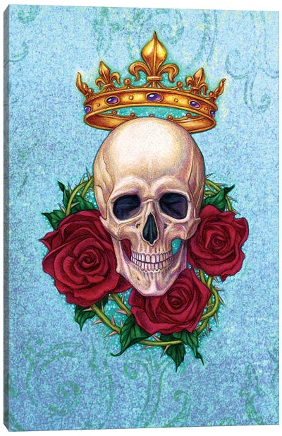 Crown, Skull And Roses Canvas Art Print - Jane Starr Weils