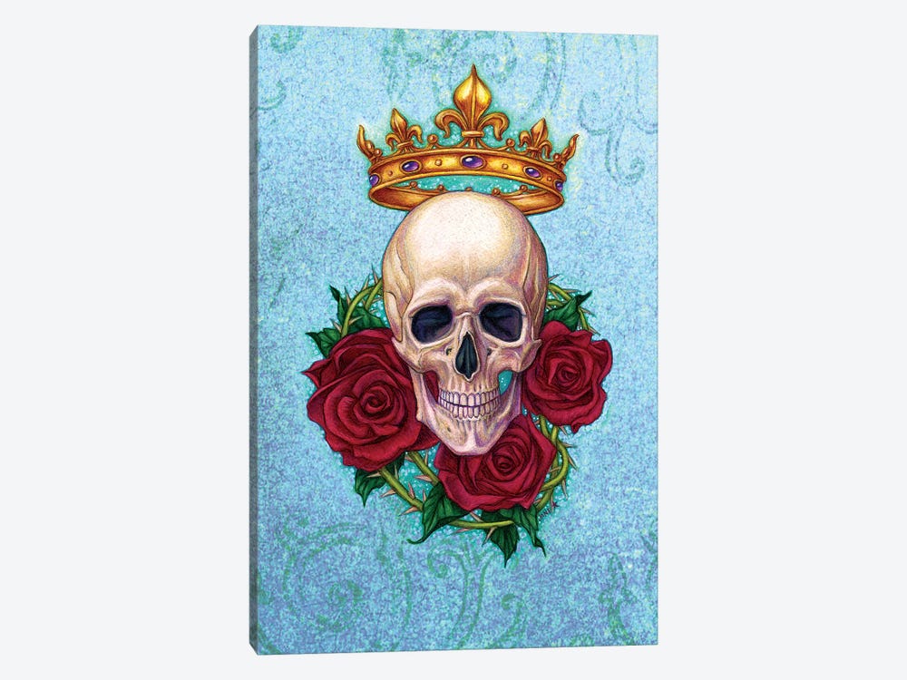 Crown, Skull And Roses by Jane Starr Weils 1-piece Canvas Art Print