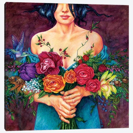 Flower Kisser Canvas Print #JNW26} by Jane Starr Weils Canvas Print