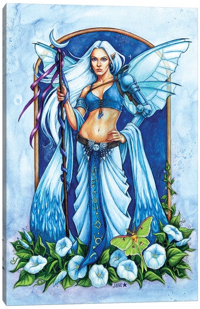 Moon Flower Fairy Canvas Art Print - Jane Starr Weils