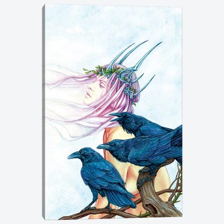 Morrighan And Her Ravens Canvas Print #JNW44} by Jane Starr Weils Art Print