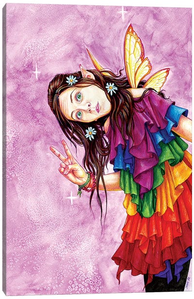 Rainbow Peace Faerie Canvas Art Print - Jane Starr Weils