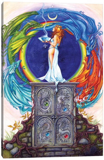 Summoning The Elemental Dragons Canvas Art Print - Jane Starr Weils