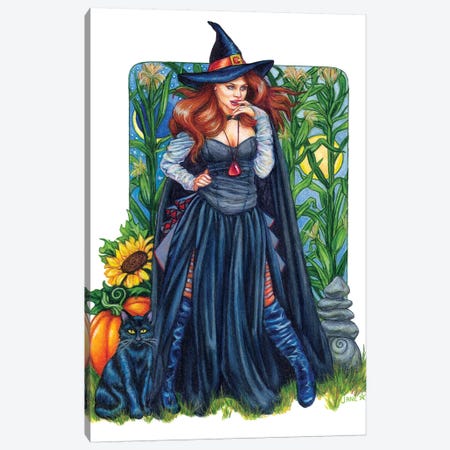 Autumn Solstice Witch Canvas Print #JNW6} by Jane Starr Weils Canvas Artwork