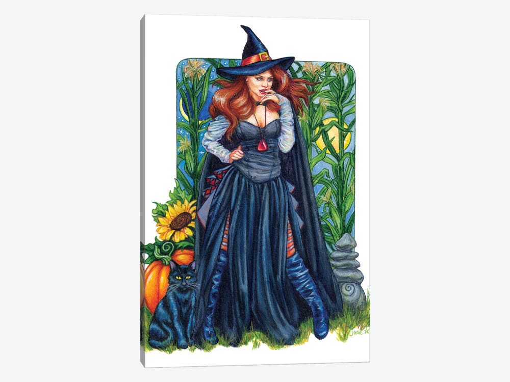 Autumn Solstice Witch by Jane Starr Weils 1-piece Canvas Wall Art
