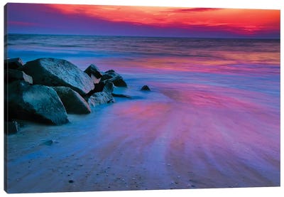 Colorful Sunset, Delaware Bay, Cape May, New Jersey, USA Canvas Art Print