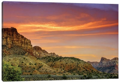 Cloudy Canyon Landscape, Zion National Park, Utah, USA Canvas Art Print