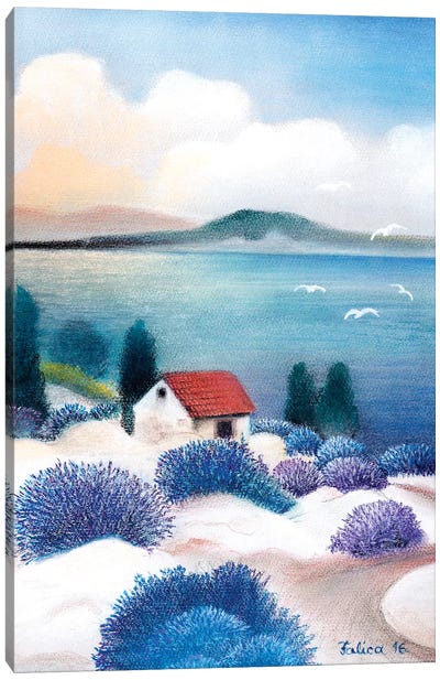 Sea And Lavander Canvas Art Print - Josip Falica
