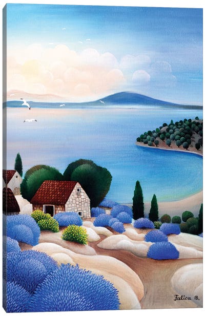 Houses Over The Sea Canvas Art Print - Josip Falica