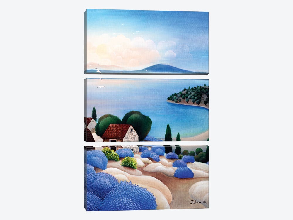 Houses Over The Sea by Josip Falica 3-piece Canvas Artwork