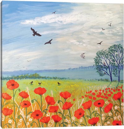 Poppy Breeze Canvas Art Print - Garden & Floral Landscape Art