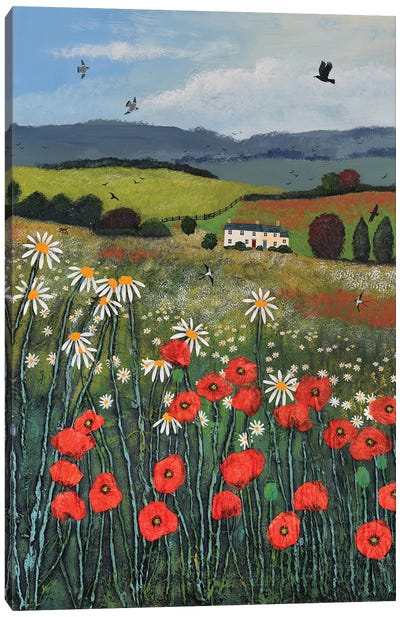 Where The Poppies Grow Canvas Art Print - Hill & Hillside Art