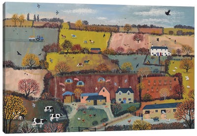 Autumn Farm Canvas Art Print - Village & Town Art