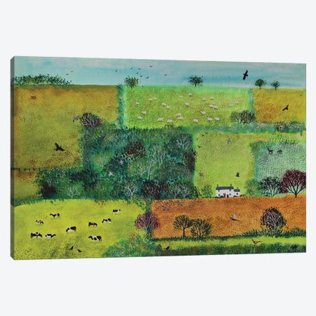 Cottage In The Fields Canvas Print #JOG117} by Jo Grundy Canvas Art