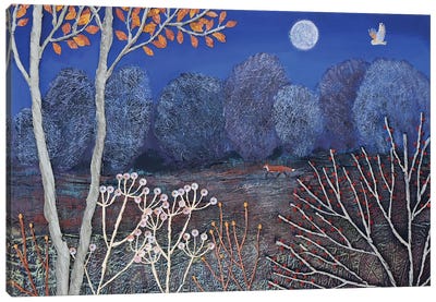 Autumn Moon Canvas Art Print - Fox Art