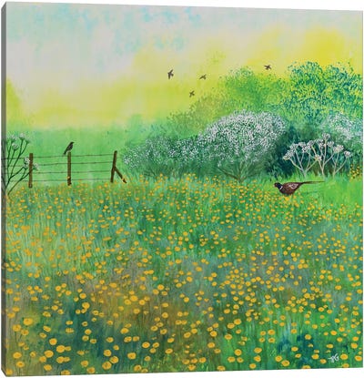 By Buttercup Meadow Canvas Art Print - Celery