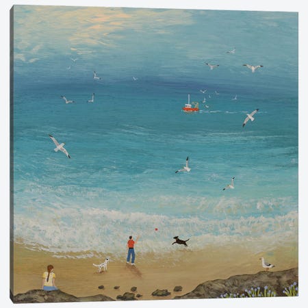 By The Ocean Blue Canvas Print #JOG124} by Jo Grundy Canvas Print