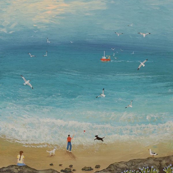 Large Coastal Art - Canvas Prints: By The Ocean Blue by Jo Grundy