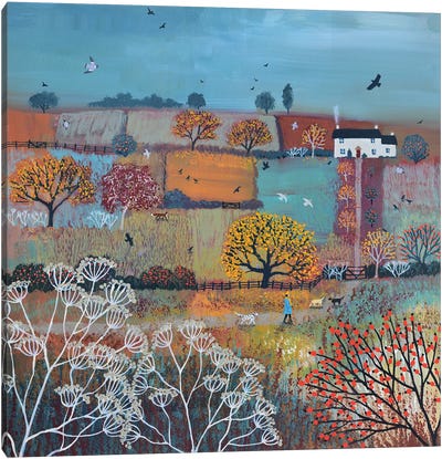 The Path To Autumn Cottage Canvas Art Print - Jo Grundy