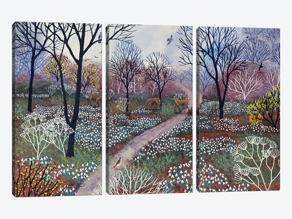 Through Carpets Of Snowdrops by Jo Grundy 3-piece Art Print