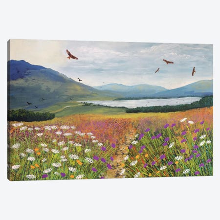 Red Kites Over Loch Tulla Canvas Print #JOG12} by Jo Grundy Canvas Art