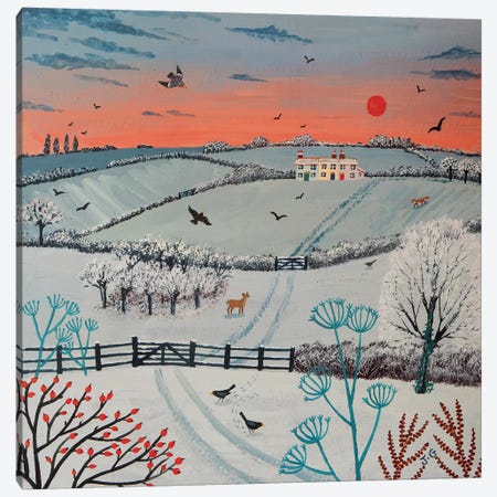 Sunset Over Winter Hills Canvas Print #JOG15} by Jo Grundy Canvas Print