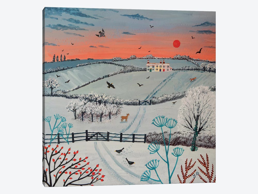 Sunset Over Winter Hills by Jo Grundy 1-piece Canvas Print
