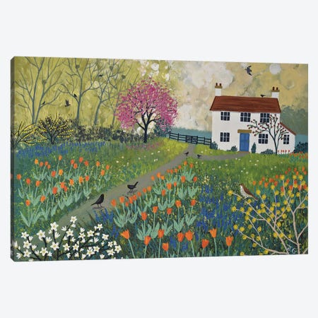 Spring At Tulip Cottage Canvas Print #JOG29} by Jo Grundy Art Print