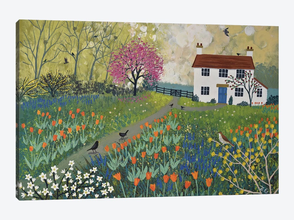 Spring At Tulip Cottage by Jo Grundy 1-piece Canvas Artwork