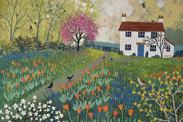 Jo Grundy: Spring At Tulip Cottage by Jo Grundy