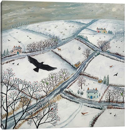 As The Crow Flies Canvas Art Print - Folk Art