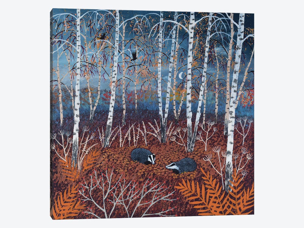 The Badgers Of Autumn Wood by Jo Grundy 1-piece Canvas Art