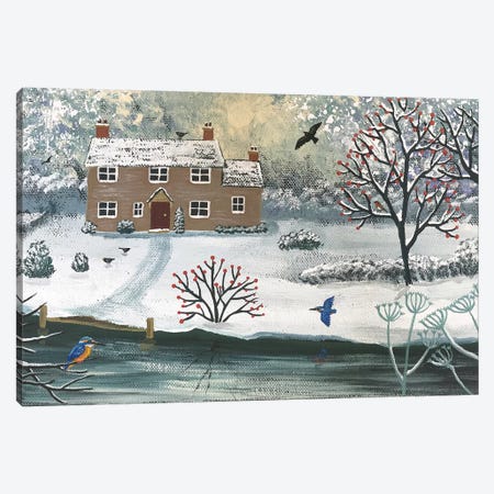 Winter At Kingfisher Cottage Canvas Print #JOG34} by Jo Grundy Art Print