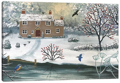 Winter At Kingfisher Cottage Canvas Art Print - Jo Grundy