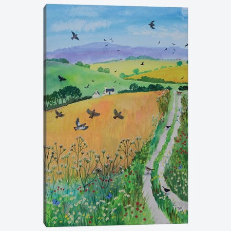 Down Harvest Lane Canvas Print #JOG39} by Jo Grundy Canvas Wall Art