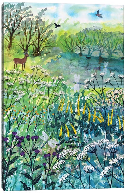 By Tranquil Pool Canvas Art Print - Deer Art