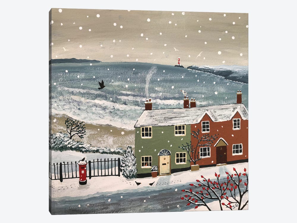 Snowing By The Sea by Jo Grundy 1-piece Canvas Art