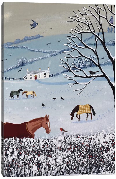 Over Snowy Hedge Canvas Art Print - Rustic Winter