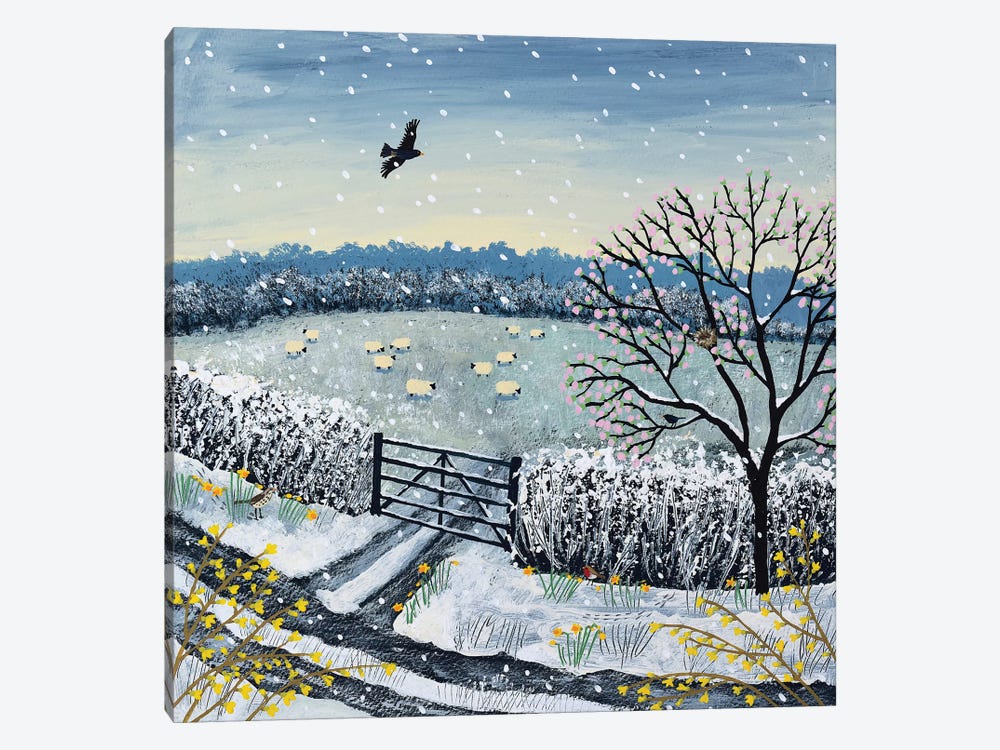 Snowflakes And Blossom by Jo Grundy 1-piece Canvas Artwork