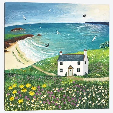 Seaside Cottage Canvas Print #JOG57} by Jo Grundy Canvas Print