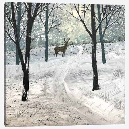 Stag In The Snow Canvas Print #JOG58} by Jo Grundy Canvas Artwork