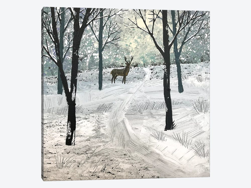 Stag In The Snow by Jo Grundy 1-piece Canvas Wall Art
