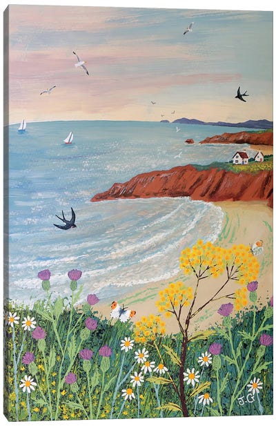 By Red Cliff Bay Canvas Art Print - Jo Grundy