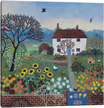 Apple Tree Cottage Canvas Art Print - Folk Art