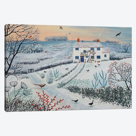 Cottage By Winter Common Canvas Print #JOG6} by Jo Grundy Canvas Wall Art