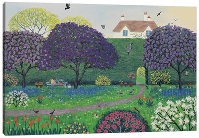 Under The Lilacs Canvas Art Print - Jo Grundy
