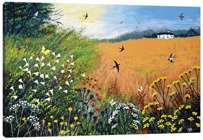 Harvest Swallows Canvas Art Print - Folk Art