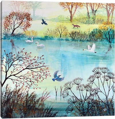 River Haze Canvas Art Print - Swan Art